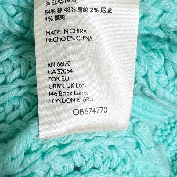 Free People S NEW Swim Too Deep Turtleneck Sweater Aqua Slouchy *flaw - Picture 11 of 13